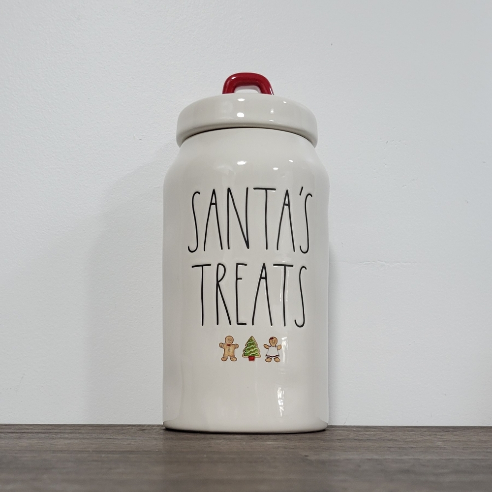 Rae Dunn Santa's Treats Canister with Red Lid